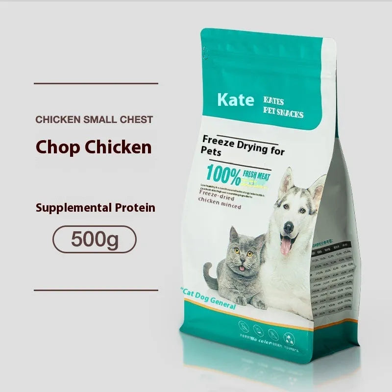 Freeze-dried chicken cat treats 500g in resealable bag or storage tin