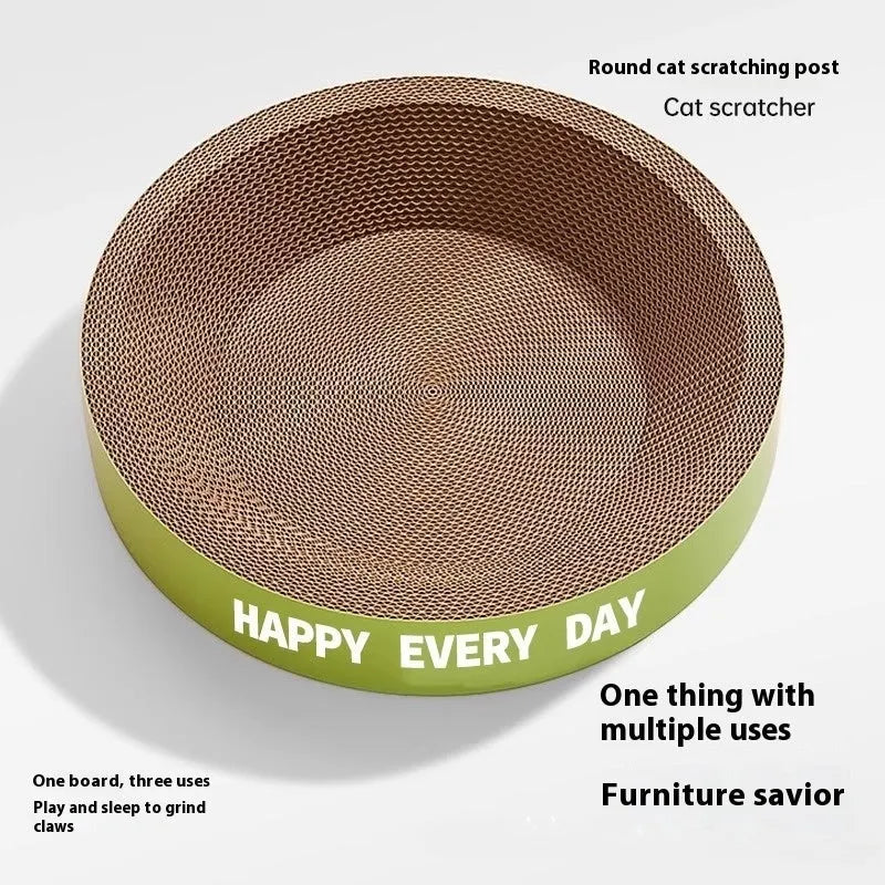 Round green cat nest with sisal scratching surface, 50cm diameter