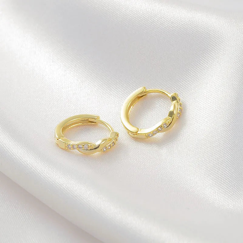 Geometric hemp rope interwoven earclip earrings in gold or silver finish