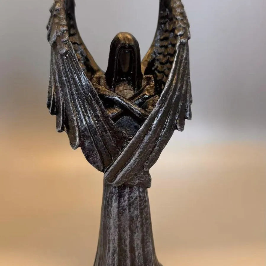 Dark angel resin statue ornament measuring 6.5cm wide by 5cm deep by 17cm high