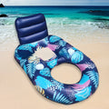 Inflatable luminous floating bed with backrest in swimming pool, white pineapple style, 140x90x65cm dimensions