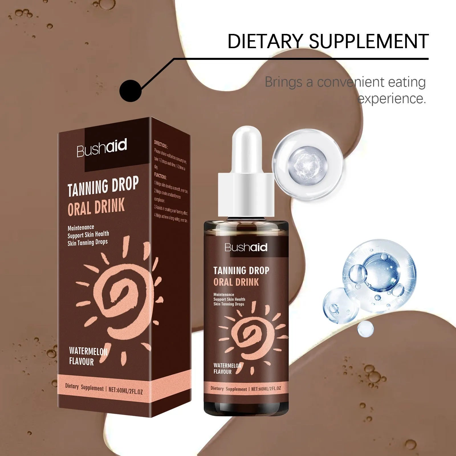 60ml sun tanning essence tube for body protection, compact bottle.
