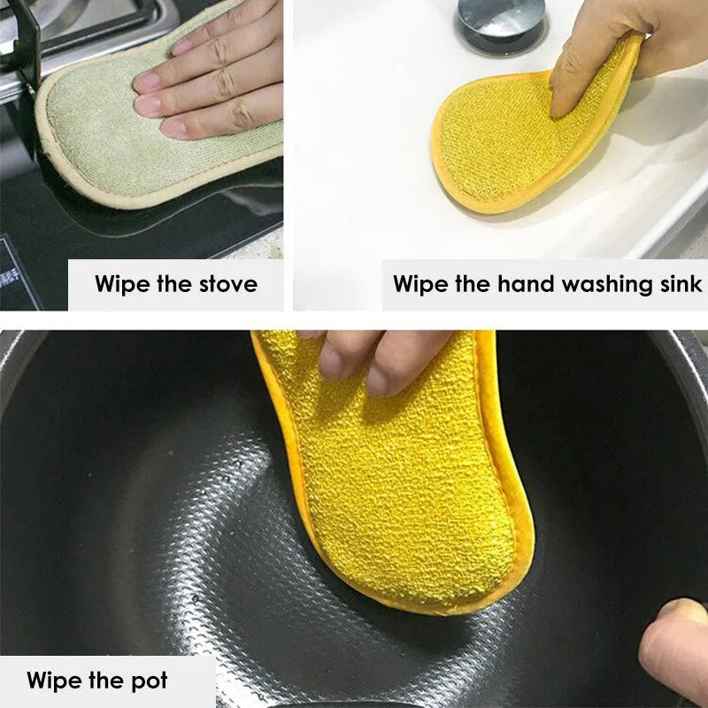 Double-sided kitchen cleaning sponge with polyurethane core and assorted dishcloths set of 11 pieces