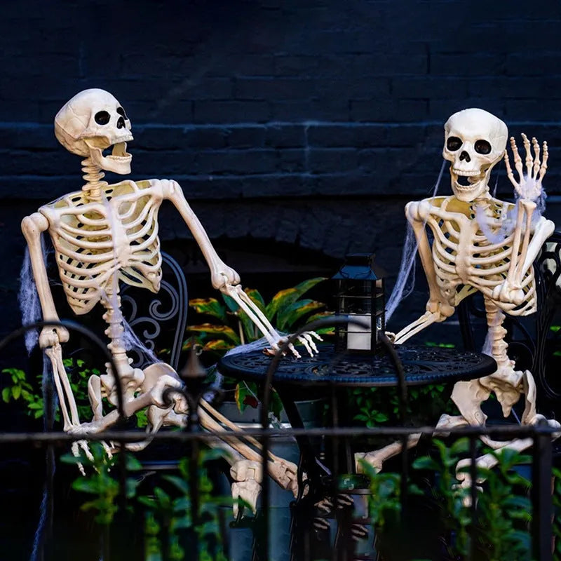 90cm tall movable joint plastic skeleton Halloween decoration prop posed standing