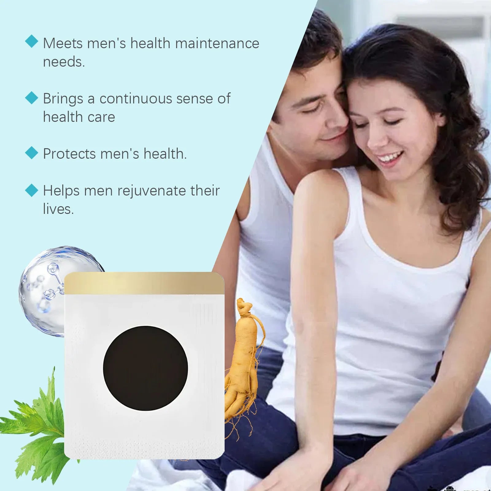 Pack of ten moxa leaf and Asian ginseng herbal plasters for navel application