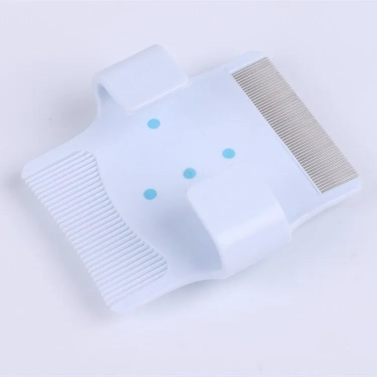 Blue and green 8.5cm dog grooming comb with floating hair removal and massage bristles