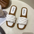 Women's anti-skid beach sandals in plaid pattern available in white, green, black and orange colours