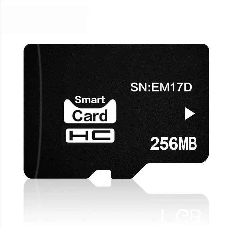 256MB TF format memory card shown with dimensions 11mm by 15mm.