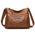 Soft black PU leather women's crossbody shoulder bag with large square shape