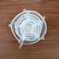 Six silicone stretch food covers in different sizes from 6.5cm to 20.5cm diameter