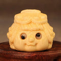 Solid bamboo carved golden toad princess ornament measuring 5cm in cute style