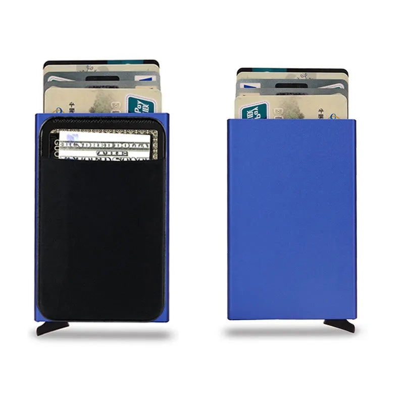 Frosted aluminium metal credit card holder wallet in multiple colour options.