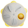 Yellow plastic cat feeding plate with maze design and obstacle ridges for slow feeding