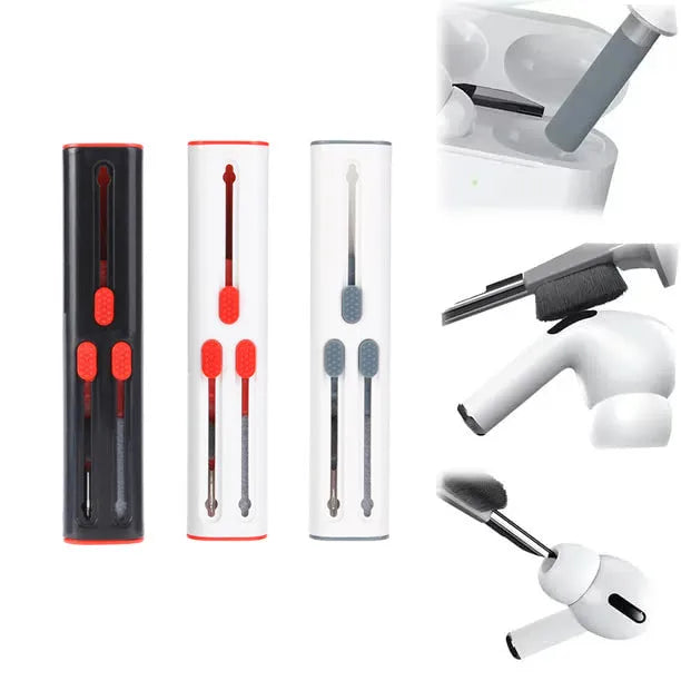 Multi-tool electronic cleaner pen with four cleaning heads for AirPods and Bluetooth earphones