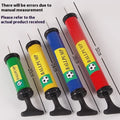 Manual plastic hand pump in mixed colours for inflating basketballs, volleyballs, and footballs.