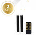 Four black LED taper candles with realistic 3D flame effect, battery operated decorative lighting