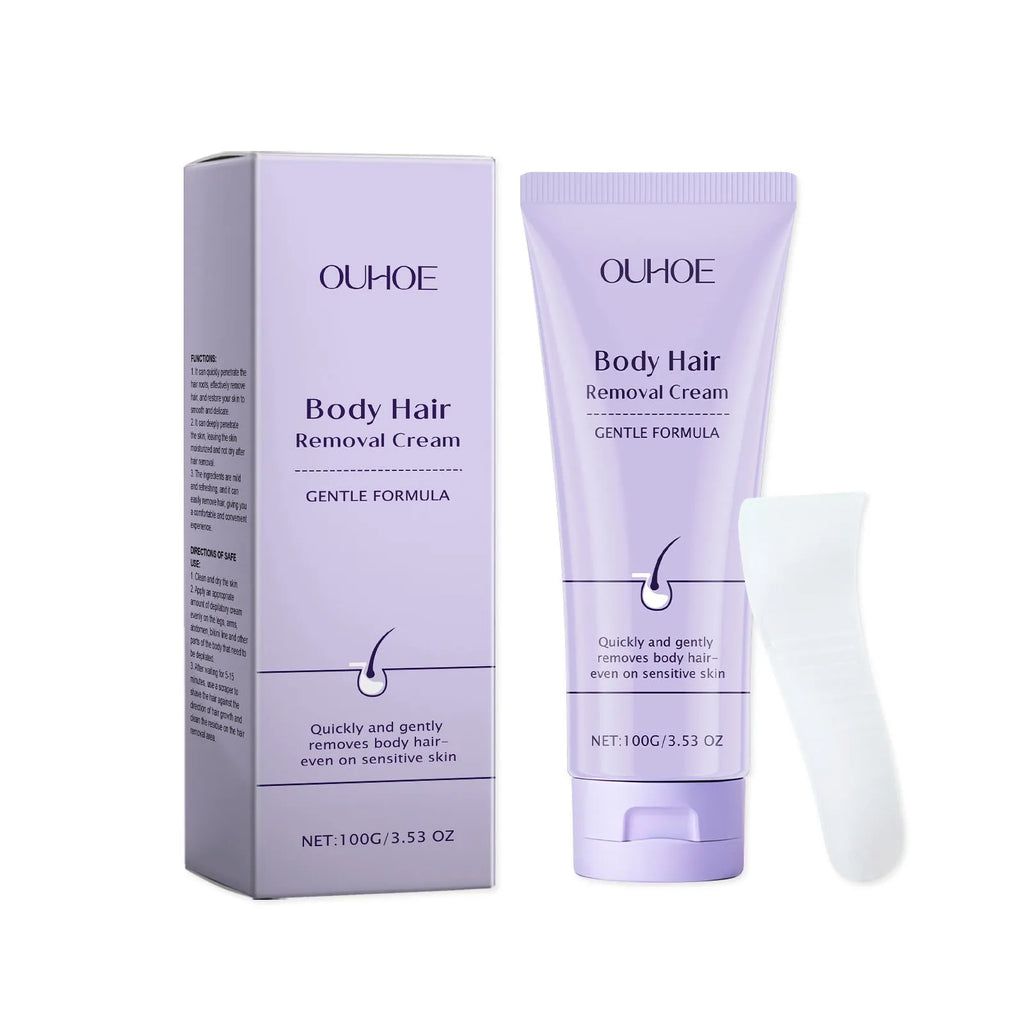 Ouhoe Gentle Body Depilatory Cream 100g tube with scraper for mild hydrating hair removal