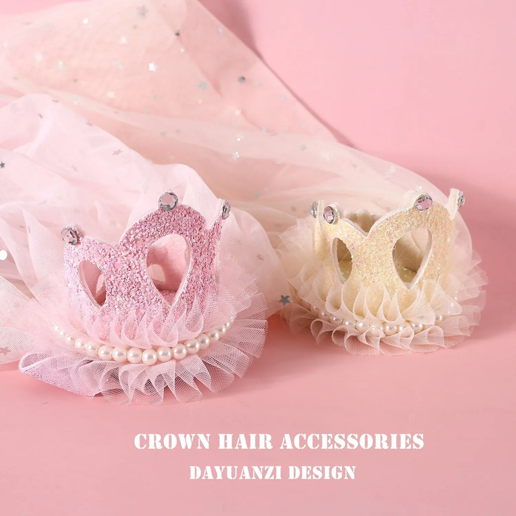 Pet cat wearing princess crown headdress with veil for wedding or celebration