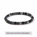 Natural volcanic rock and haematite 6mm geometric bead bracelet in blue pine lapis lazuli or haematite colours