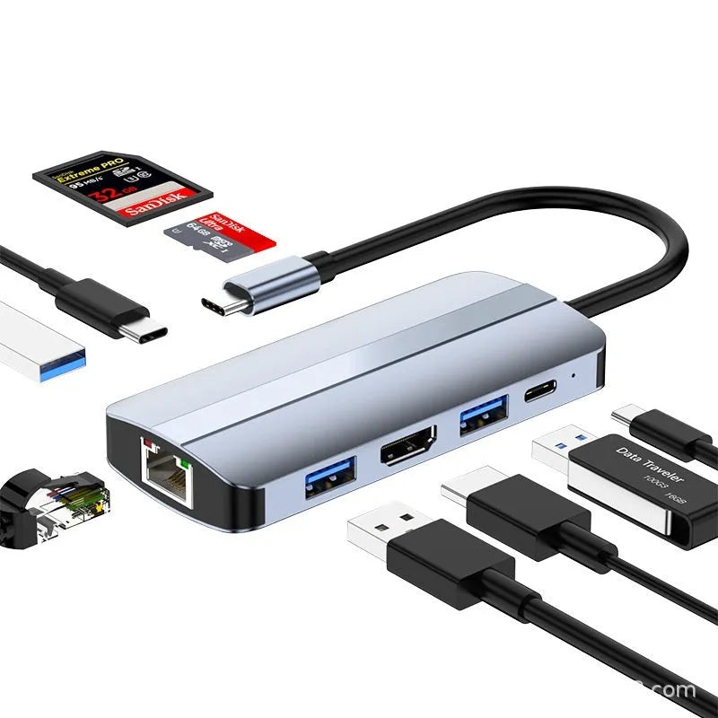 Type-C 7-in-1 expansion dock with HDMI port, three USB 3.0 ports, and a 15cm connecting cable.