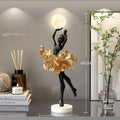 Art Girl Atmosphere small USB night lamp in resin, shown in Black Gold, White, Pink, and Light Blue colour options.