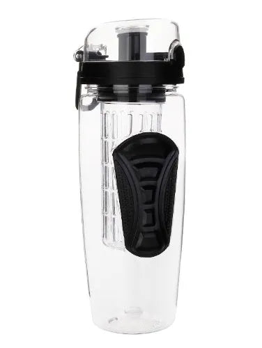 32oz BPA-free Tritan fruit infuser water bottle with removable fruit cup in assorted colours