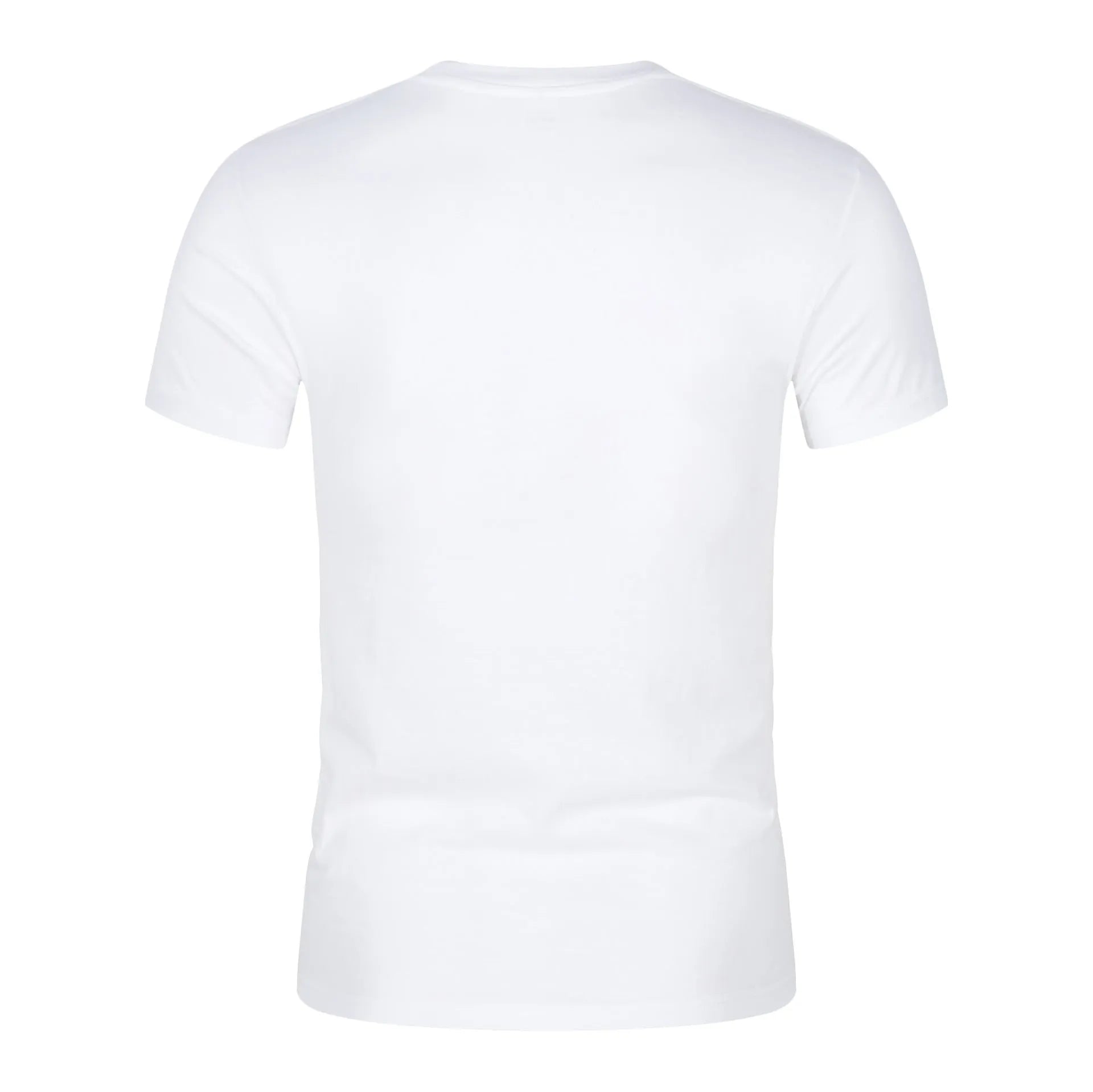 Men's solid colour short sleeve cotton blend t-shirt on a hanger, shown in black and white.