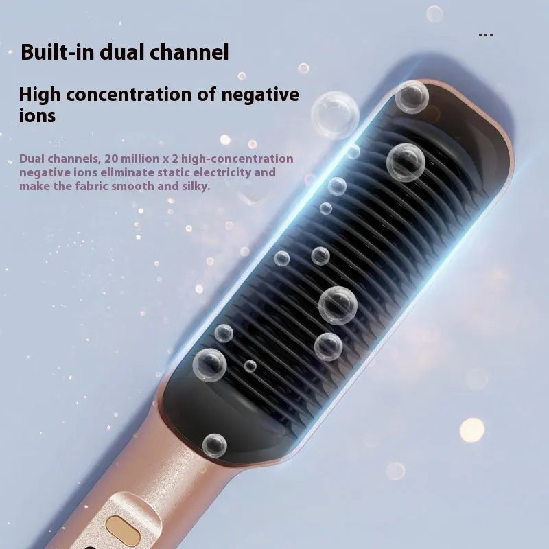 Negative ion hair straightening comb with LCD display in seven colour options including avocado green and cherry pink
