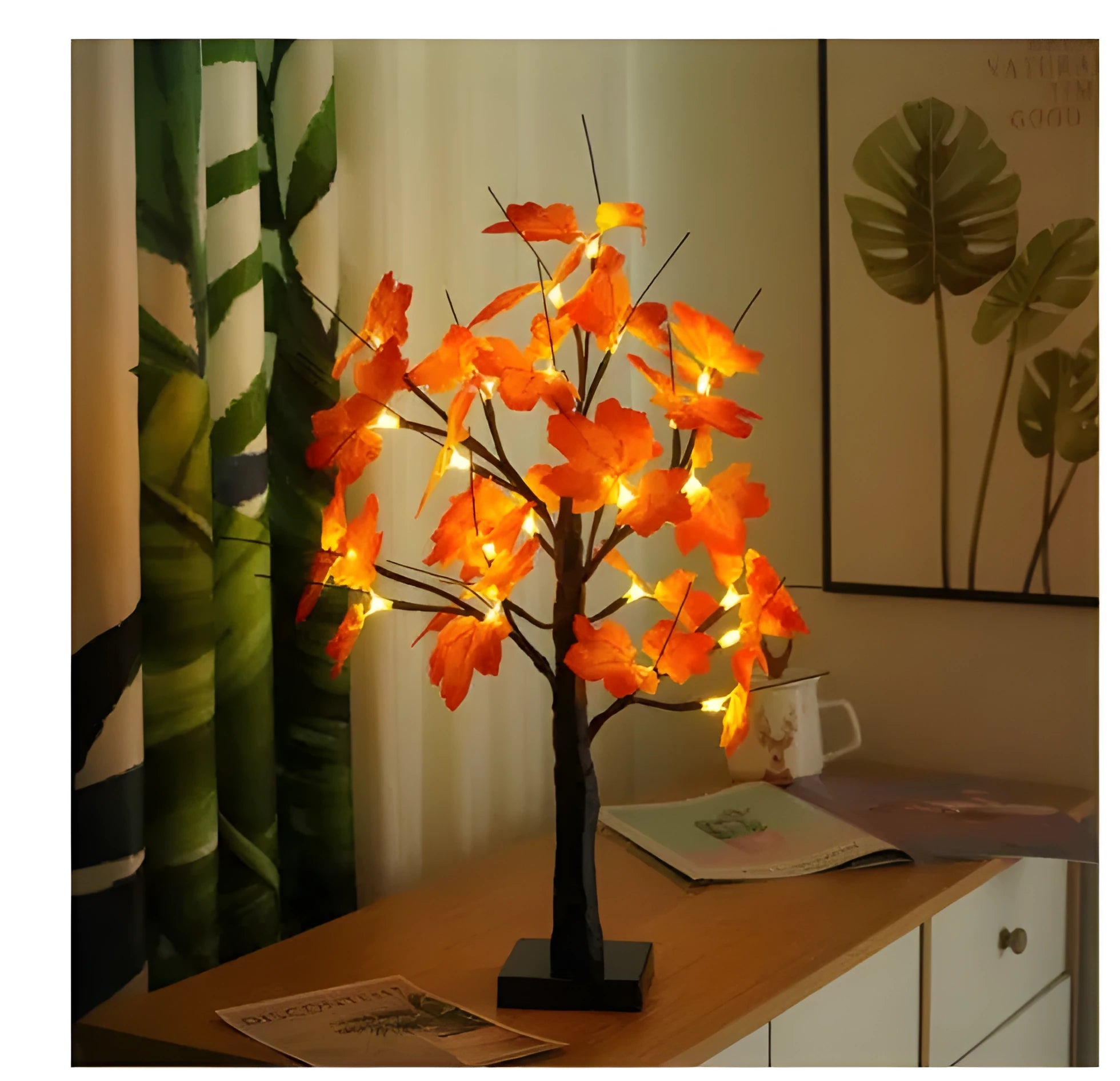 60 cm tall LED decorative birch tree night light with warm white bulbs