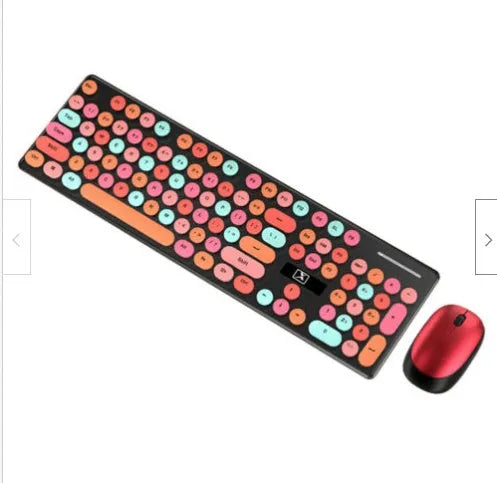 Vibrant Yellow wireless keyboard and mouse set on a desk with a 1.6 metre USB cable.
