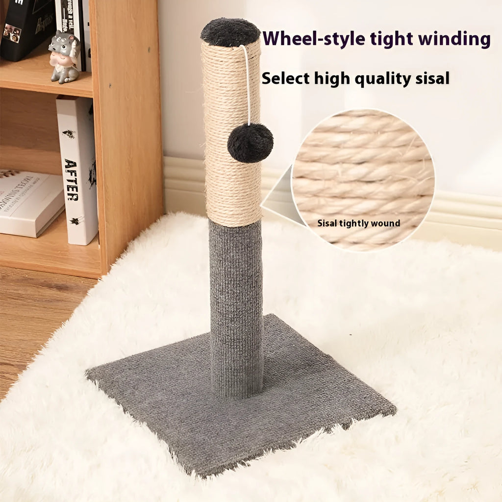 Vertical sisal cat scratch board with carpet cloth scratching pole in picture colour, simple style for cats