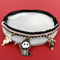 Halloween hand-woven pet collar decoration with geometric pattern and zinc alloy buckle for collars 15-38cm