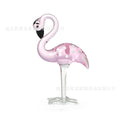 Pink and white crystal flamingo decorative ornament for tabletop display.