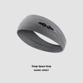 Seamless knitted stretch hair band for sports in black, grey and blue colours.