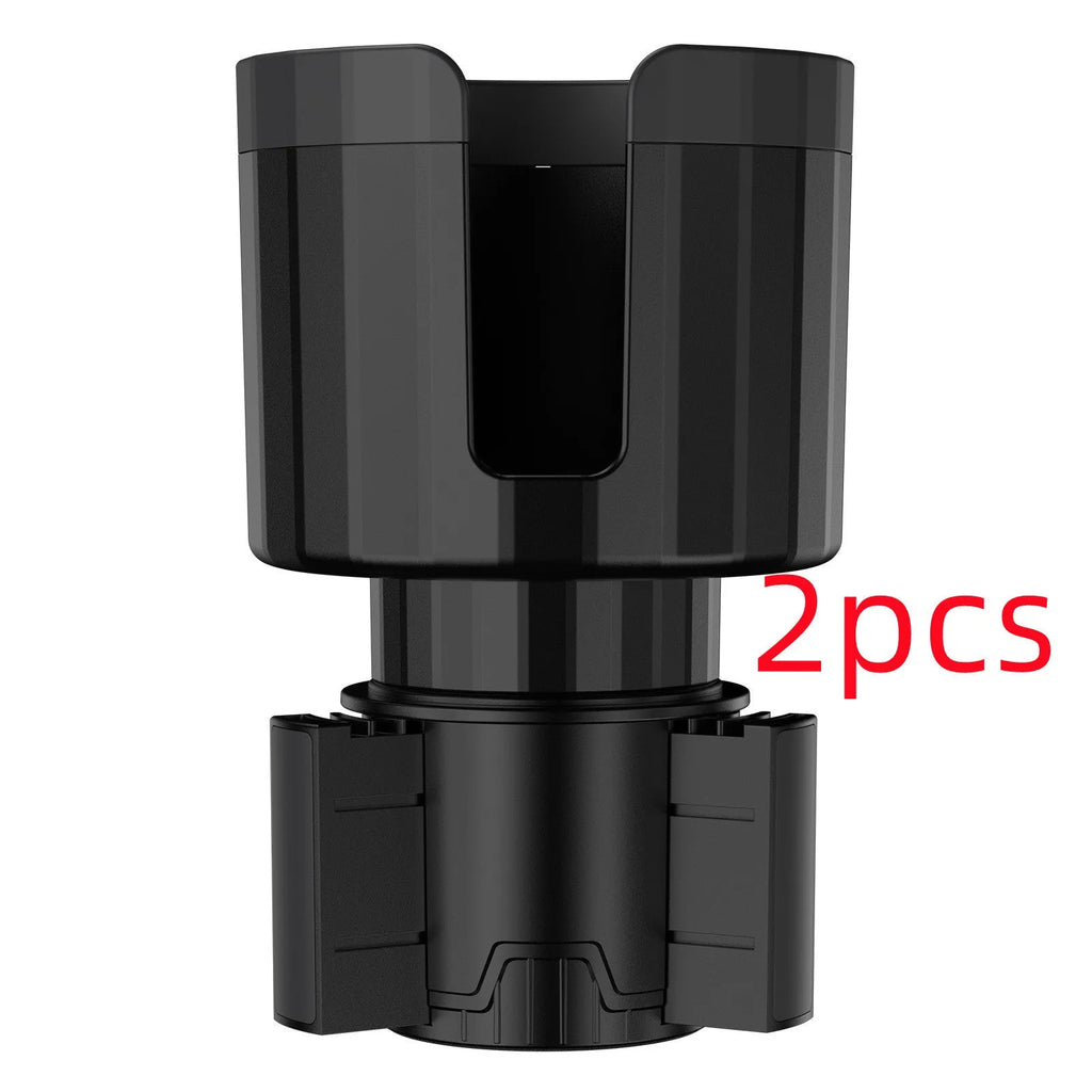 Matte black ABS car cup holder expander with adjustable base for extra large bottles