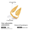 Adjustable stainless steel Wings ring with a wings motif, shown in an electroplated gold finish.