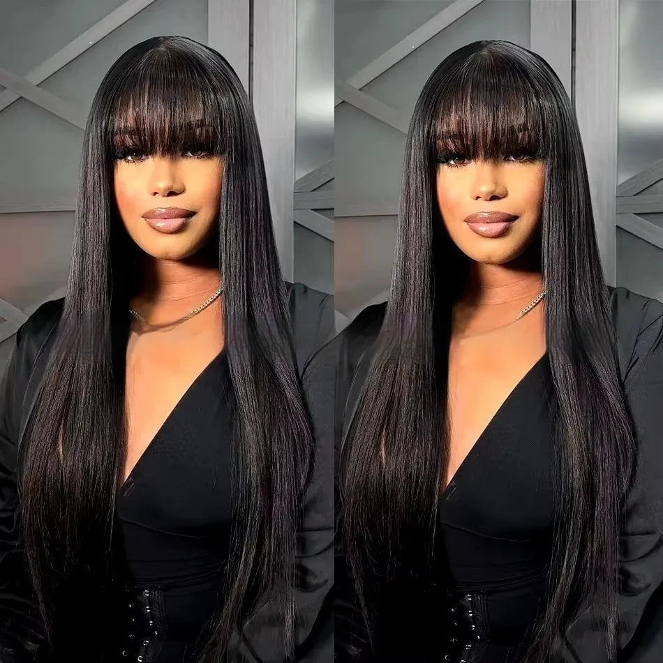 Natural colour human hair wig with lace front construction showing realistic hairline