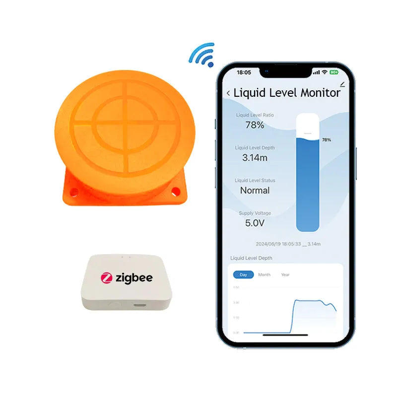 Moray ME201W wireless fluid level monitor with WIFI sensor for remote tank monitoring.