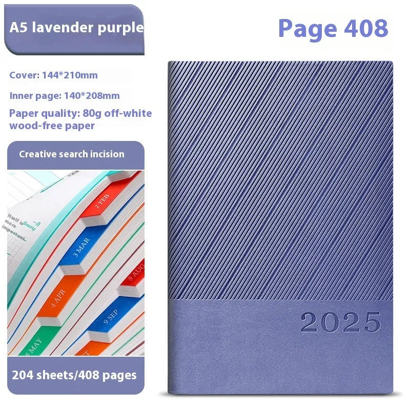Executive leather notepad open showing 80g paper with striped PU cover in professional colour