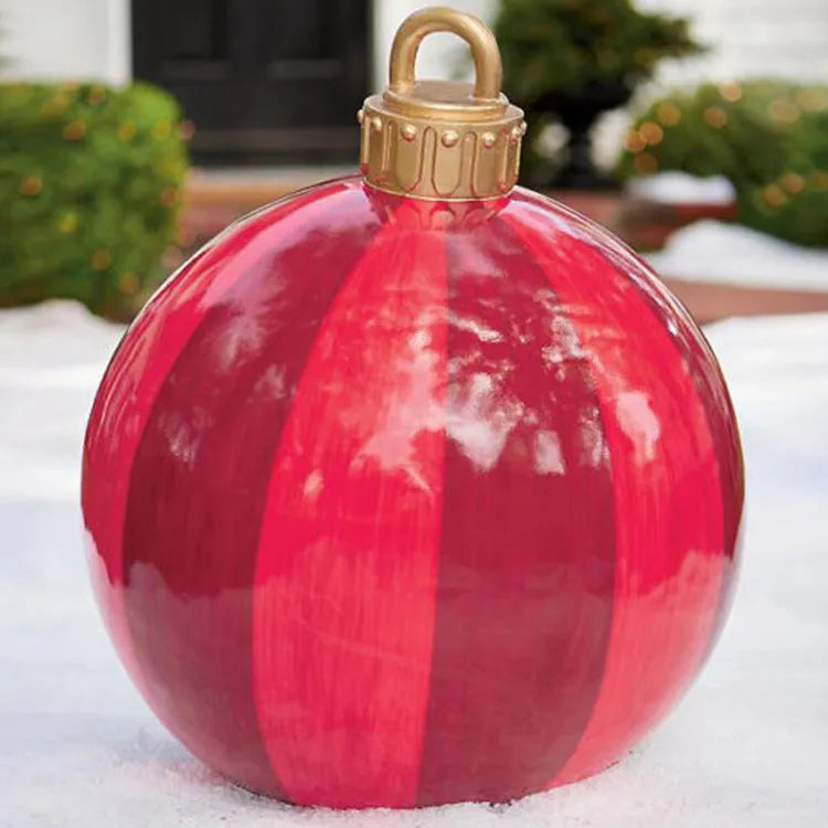 Large 60cm diameter inflatable PVC Christmas ball decoration for outdoor tree hanging