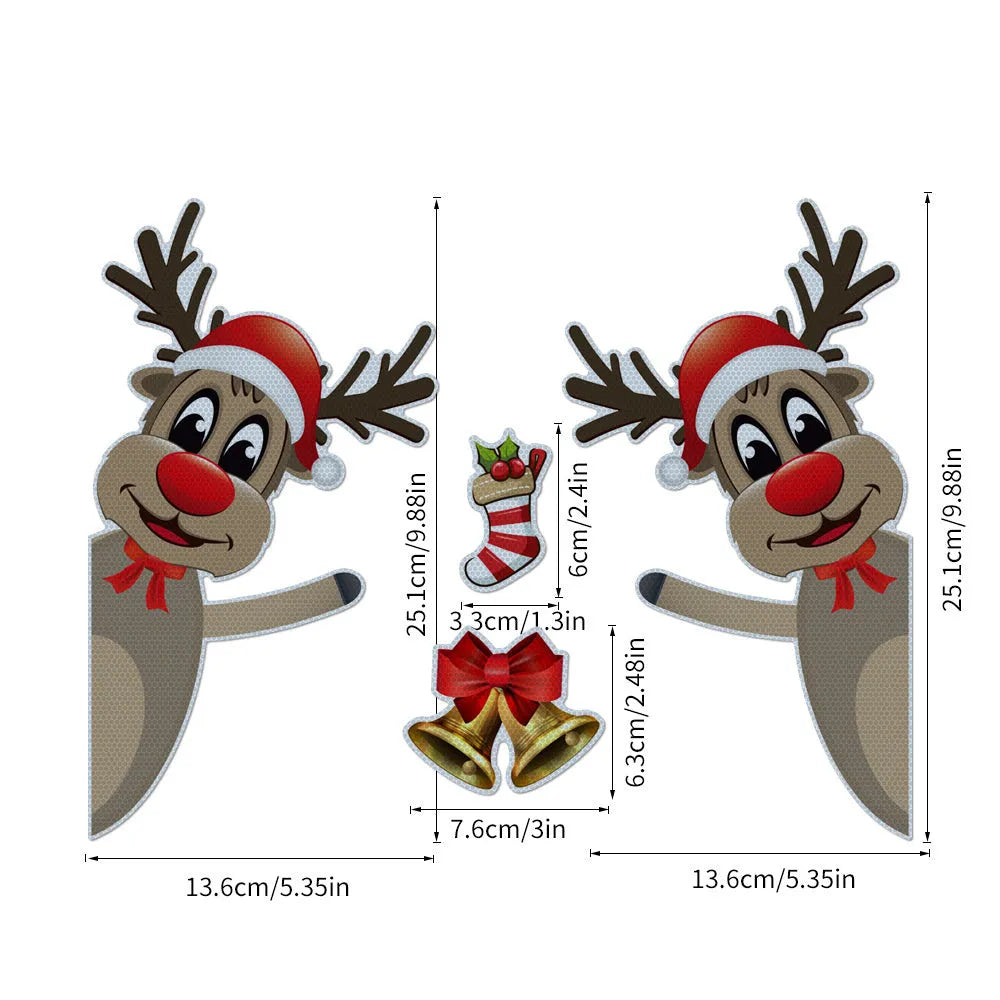 Christmas elk bell cartoon design magnetic bumper stickers with luminous reflective surface
