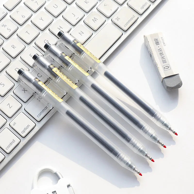 Set of 12 black frosted finish retractable gel pens with 0.5mm tips and two refills