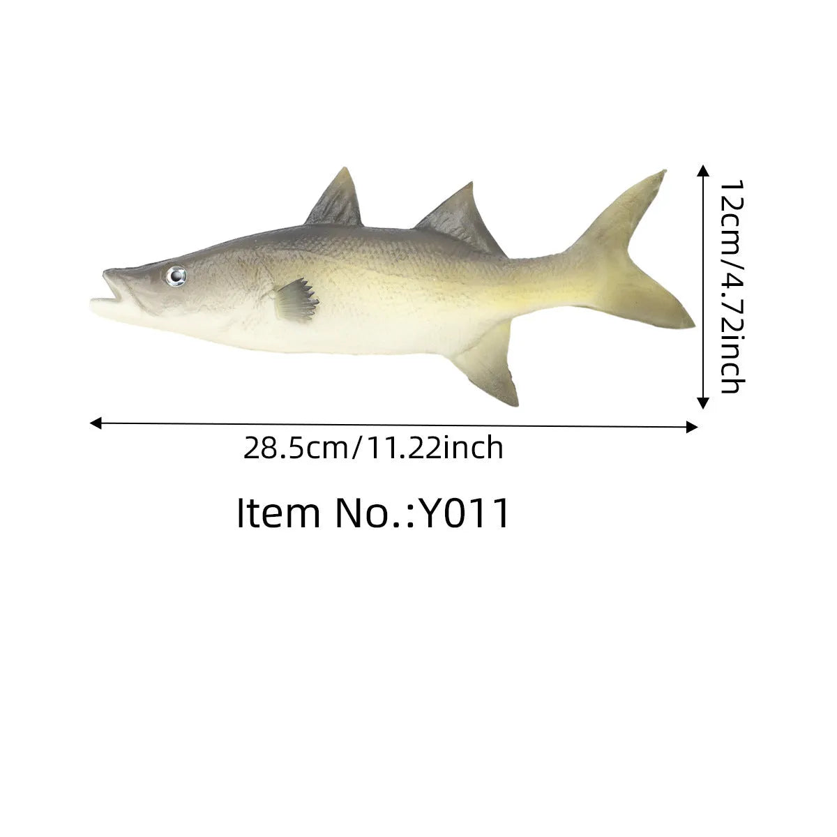 Three PU simulated fish ornaments showing yellow-fin tuna, flower fish, and yellow croaker designs
