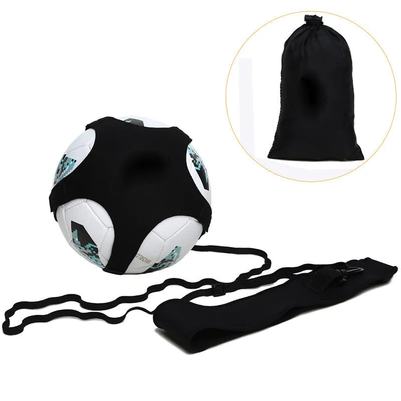 Black football juggling belt with 2-metre length made from diving suit fabric for training
