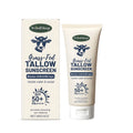 83g tube of grass-fed tallow mineral sunscreen with zinc oxide and titanium dioxide for broad spectrum UV protection