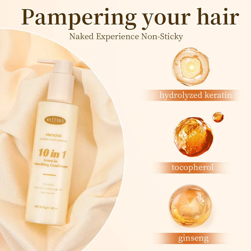 A 210g disposable bottle of wash-free 10-in-1 hair conditioner for ladies.