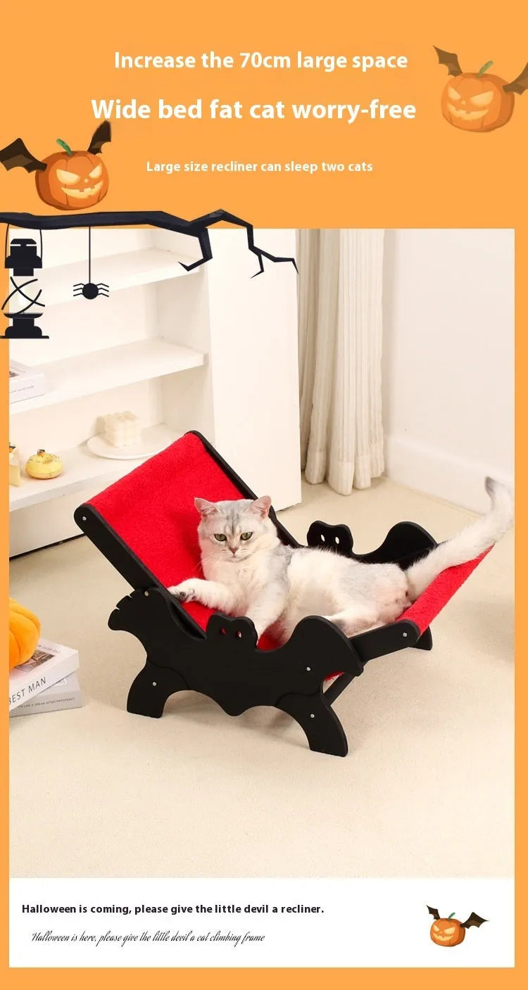 MW-054 wooden cat lounge chair pet bed in black or red colour.