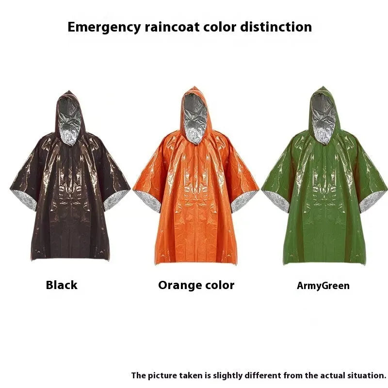 Marathon Wild orange raincoat laid flat showing its 100x130cm size for cross-country use.