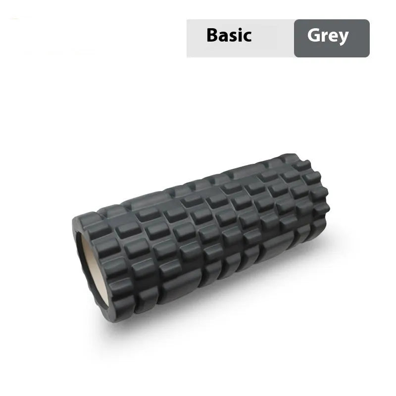 A firm EVA foam roller in a choice of colours like pink or black, shown in different sizes for fitness recovery.