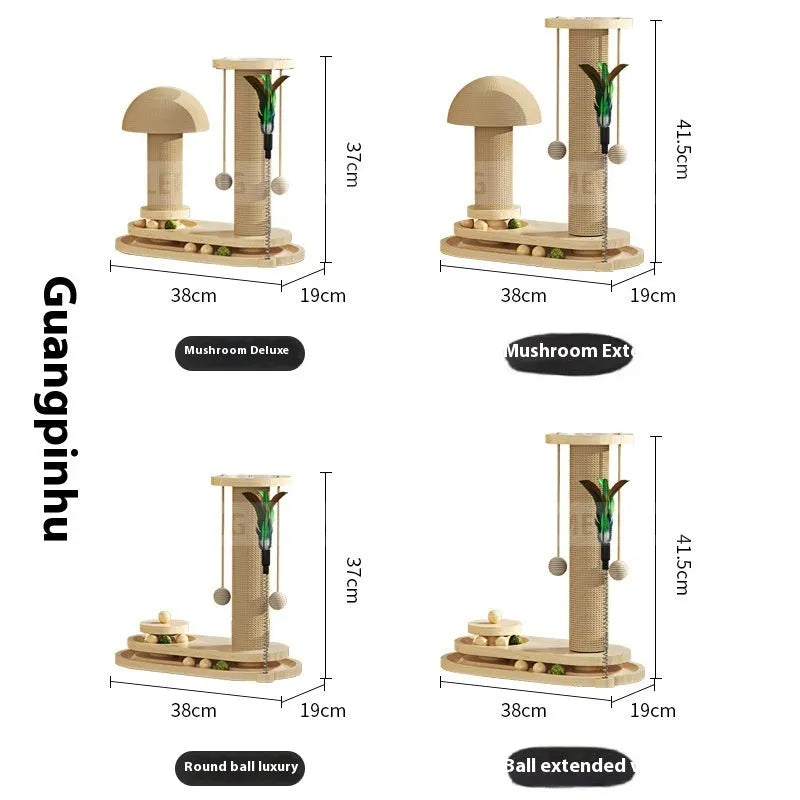 Solid wood cat turntable scratching post with interactive rotating platform